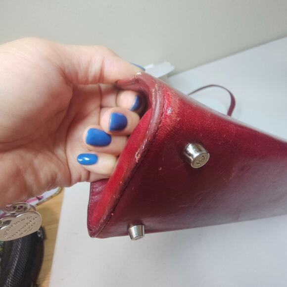 Monsac Red Leather Satchel Shoulder Bag Purse. Soft Smooth High Quality. Italy - Picture 12 of 16